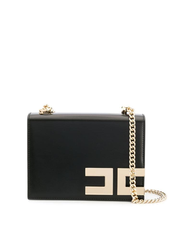 Elisabetta Franchi Logo Plaque Crossbody Bag - Black