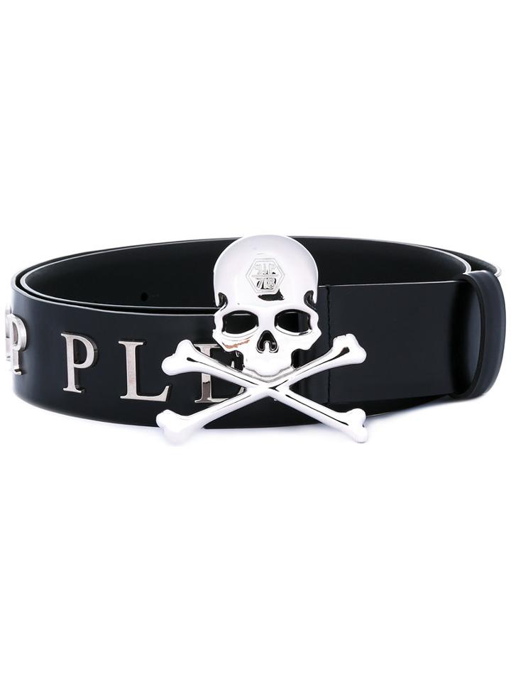 Philipp Plein - Skull And Crossbones Belt - Men - Leather/metal (other) - 90, Black, Leather/metal (other)