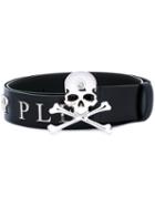 Philipp Plein - Skull And Crossbones Belt - Men - Leather/metal (other) - 90, Black, Leather/metal (other)