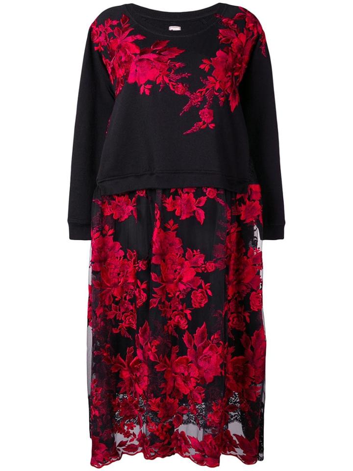 Antonio Marras Floral Embroidered Sweater Dress - Black