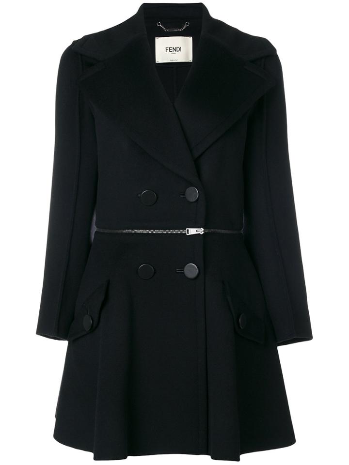 Fendi Zip Waist Detail Coat - Black