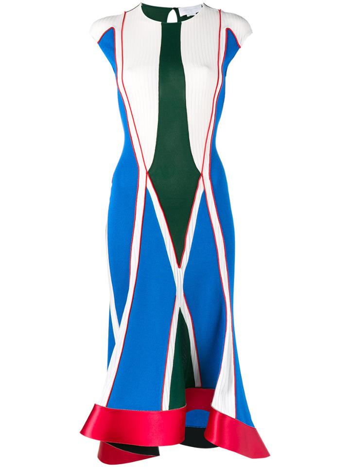 Esteban Cortazar Geometric Ribbed Dress - Blue