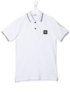 Stone Island Junior Teen Contrast Trim Polo Shirt - White