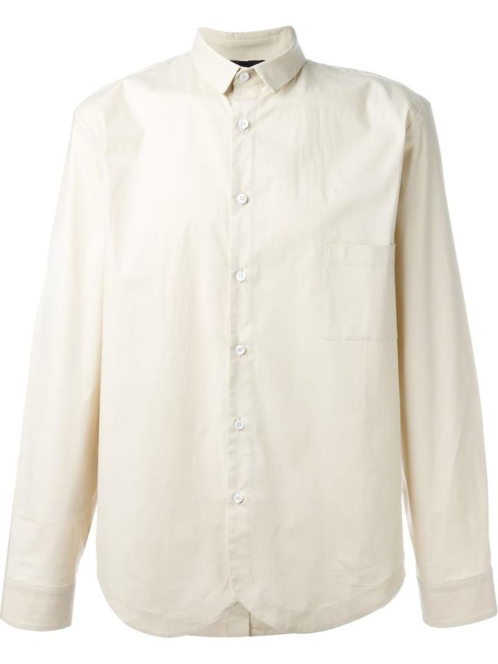 Giuliano Fujiwara Round Hem Shirt, Men's, Size: L, Nude/neutrals, Cotton