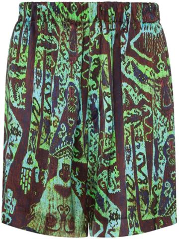 Edward Crutchley Raja Graphic Print Shorts - Green