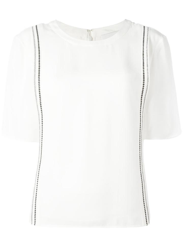 3.1 Phillip Lim Embroidered Top, Women's, Size: 2, White, Silk