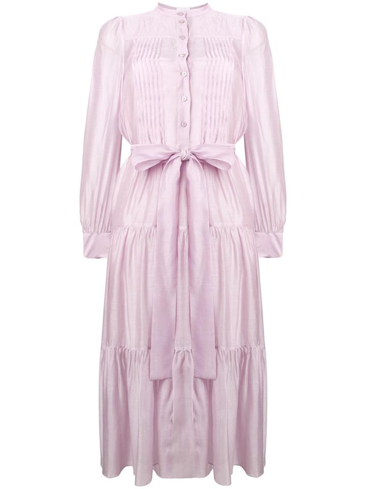 See By Chloé Tiered Pleated Dress - Pink & Purple