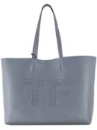 Tom Ford Perforated Logo Shoulder Bag, Women's, Grey, Calf Leather