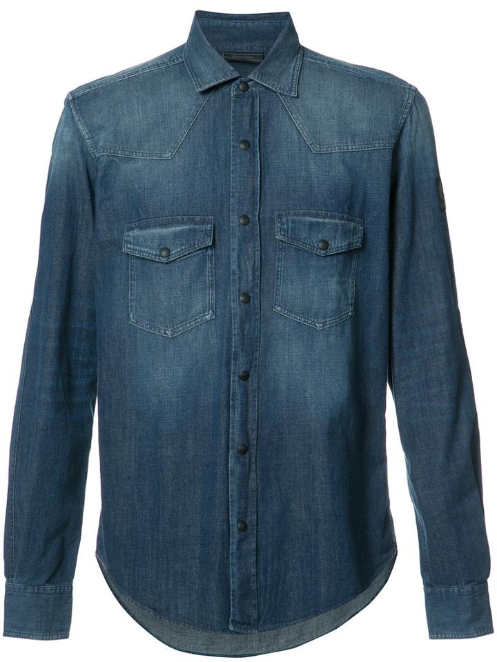 Belstaff Chest Pockets Denim Shirt, Men's, Size: Medium, Blue, Cotton
