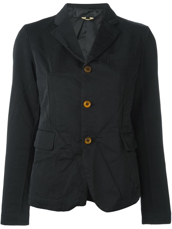 Comme Des Garçons Comme Des Garçons Flap Pockets Fitted Jacket, Women's, Size: Large, Black, Polyester