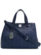 Mcm Embossed Logo Tote - Blue