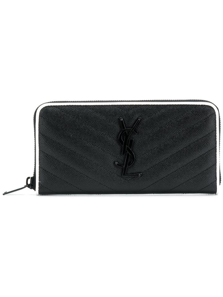 Saint Laurent Monogram Zip Around Continental Wallet - Black