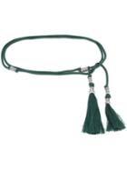 Lanvin Tasseled Rope Belt, Women's, Size: Small, Green, Cotton/brass/glass