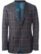 Etro Checked Blazer, Men's, Size: 50, Blue, Silk/acetate/viscose/wool