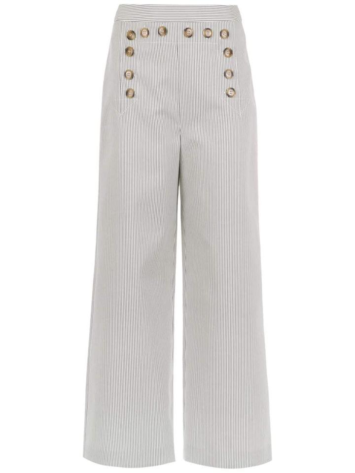 Nk Striped Buttoned Culottes - White