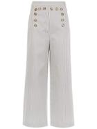 Nk Striped Buttoned Culottes - White