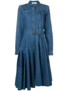 Jw Anderson Mid Blue Belted Button-down Shirtdress