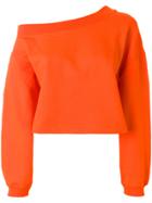 Msgm Cropped Off Shoulder Sweater - Yellow & Orange