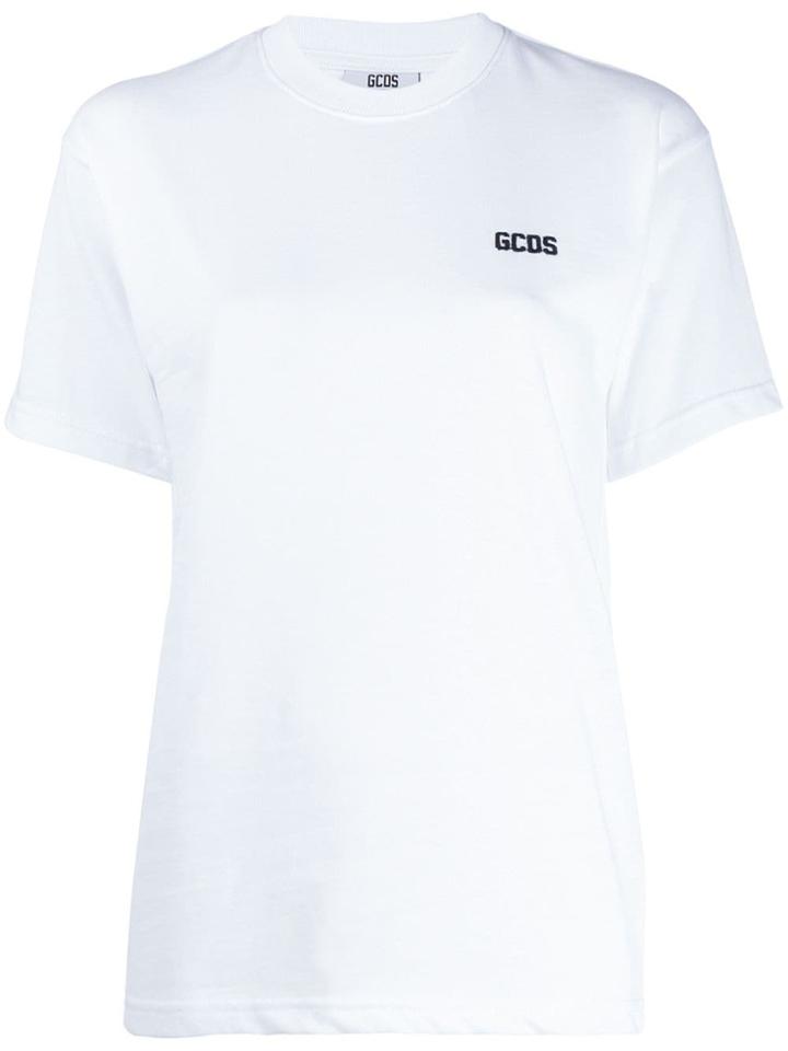 Gcds Logo Embroidered T-shirt - White