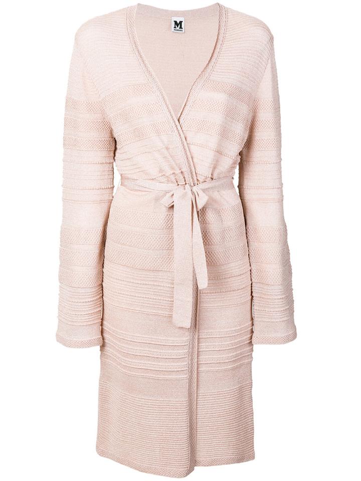 M Missoni - Wrapped Long Cardigan - Women - Cotton/polyamide - 38, Pink/purple, Cotton/polyamide