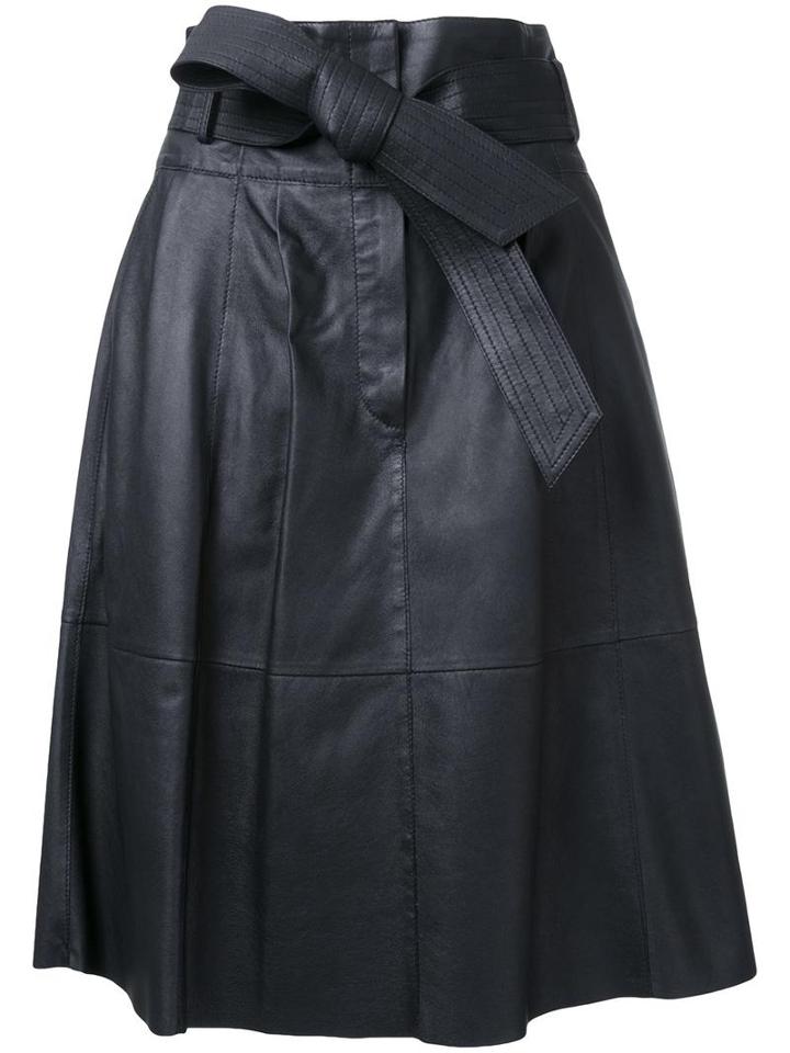 Desa 1972 Panelled Flared Skirt, Women's, Size: 4, Black, Leather