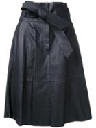 Desa 1972 Panelled Flared Skirt, Women's, Size: 4, Black, Leather