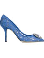 Dolce & Gabbana Belluci Pumps, Women's, Size: 36, Blue, Leather/metal Other/cotton