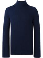 Roberto Collina Turtle Neck Sweater, Men's, Size: 48, Blue, Nylon/camel Hair/merino