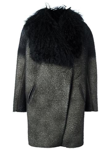 Avant Toi Pilling Effect Coat, Women's, Size: Xs, Black, Polyester/spandex/elastane/viscose/lamb Fur