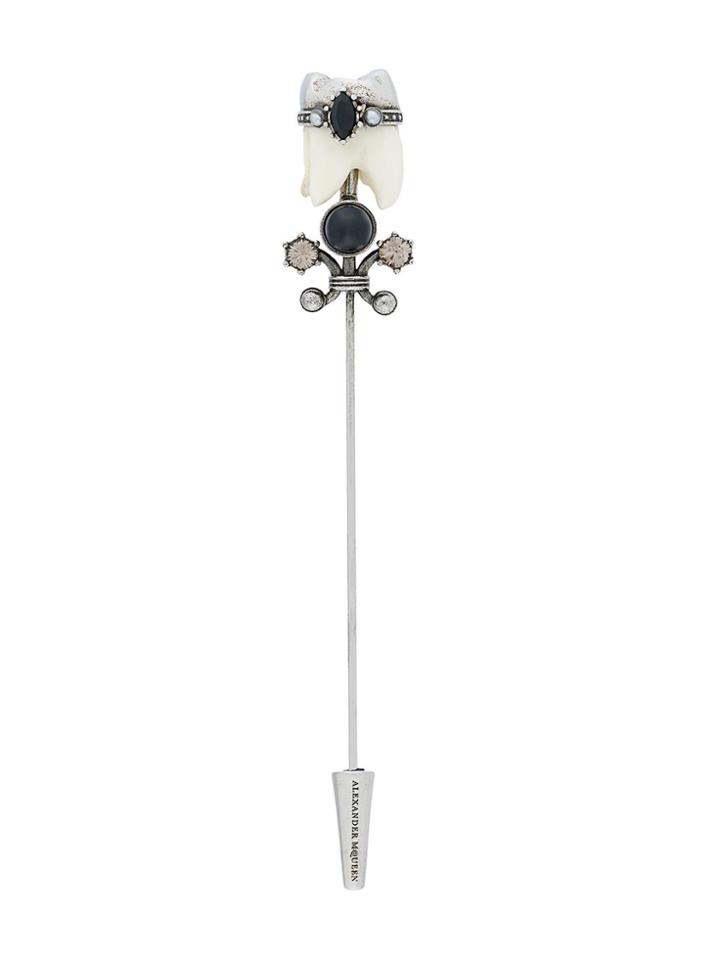 Alexander Mcqueen Tooth Label Pin - Metallic