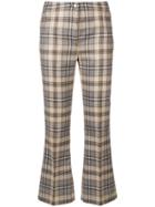 Alberta Ferretti Checked Bootled Trousers - Nude & Neutrals