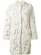 Sonia Rykiel Sheer Detail Midi Coat, Women's, Size: Small, White, Cotton/polyamide/polyester