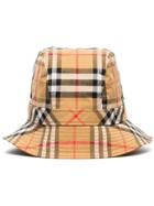 Burberry Antique Yellow Classic Check Cotton Bucket Hat - Brown
