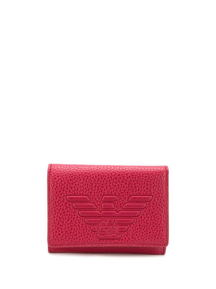 Emporio Armani Embossed Logo Foldover Wallet - Red