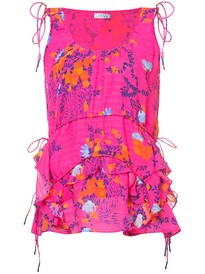Tanya Taylor Floral Print Blouse - Pink & Purple