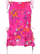 Tanya Taylor Floral Print Blouse - Pink & Purple