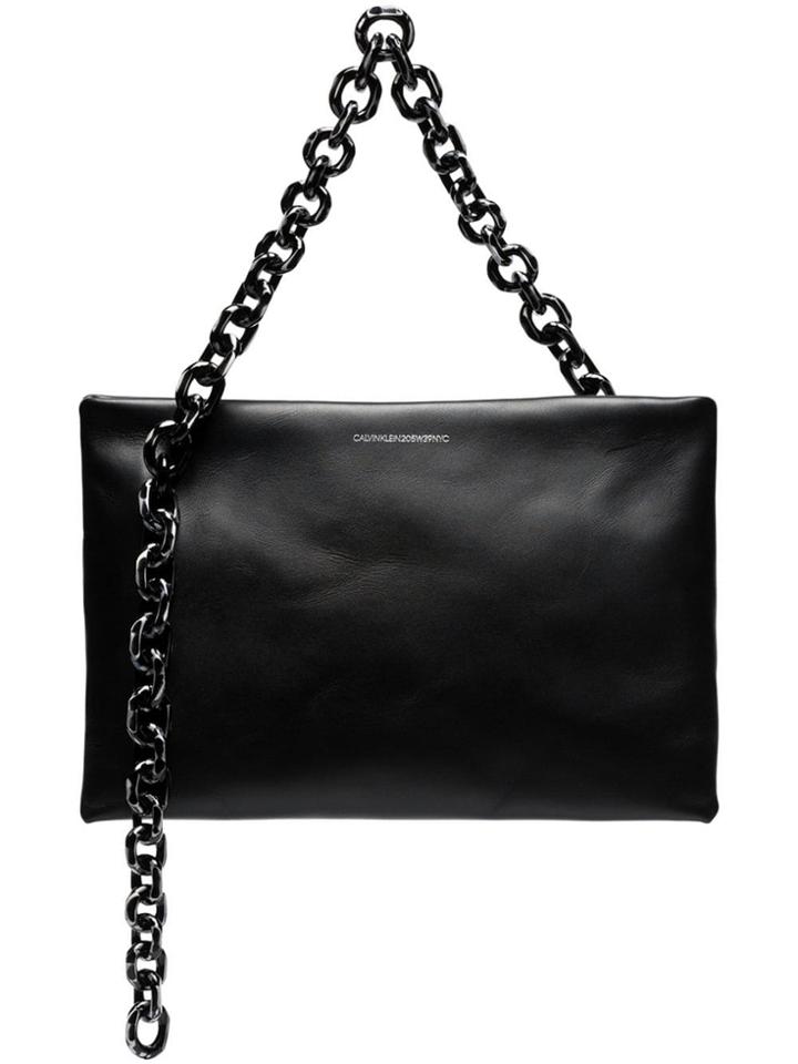 Calvin Klein 205w39nyc Black Skull Chain Leather Clutch Bag