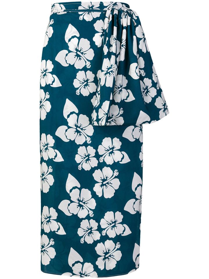Simonetta Ravizza Floral-print Midi Wrap Skirt - Blue
