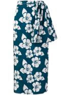 Simonetta Ravizza Floral-print Midi Wrap Skirt - Blue