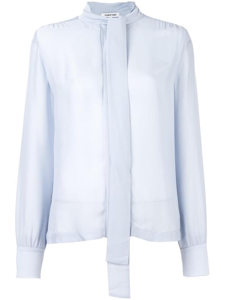 Elizabeth And James Pussy Bow Blouse, Women's, Size: Large, Blue, Viscose/silk