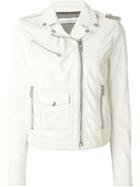 Golden Goose Deluxe Brand Classic Biker Jacket, Women's, Size: S, White, Lamb Skin/viscose/cupro