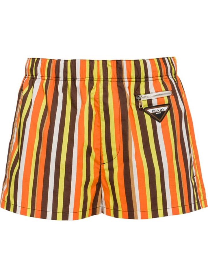 Prada Striped Swim Trunks - Orange
