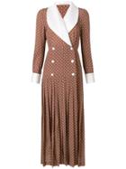 Alessandra Rich Double Breasted Pleated Dress - Brown