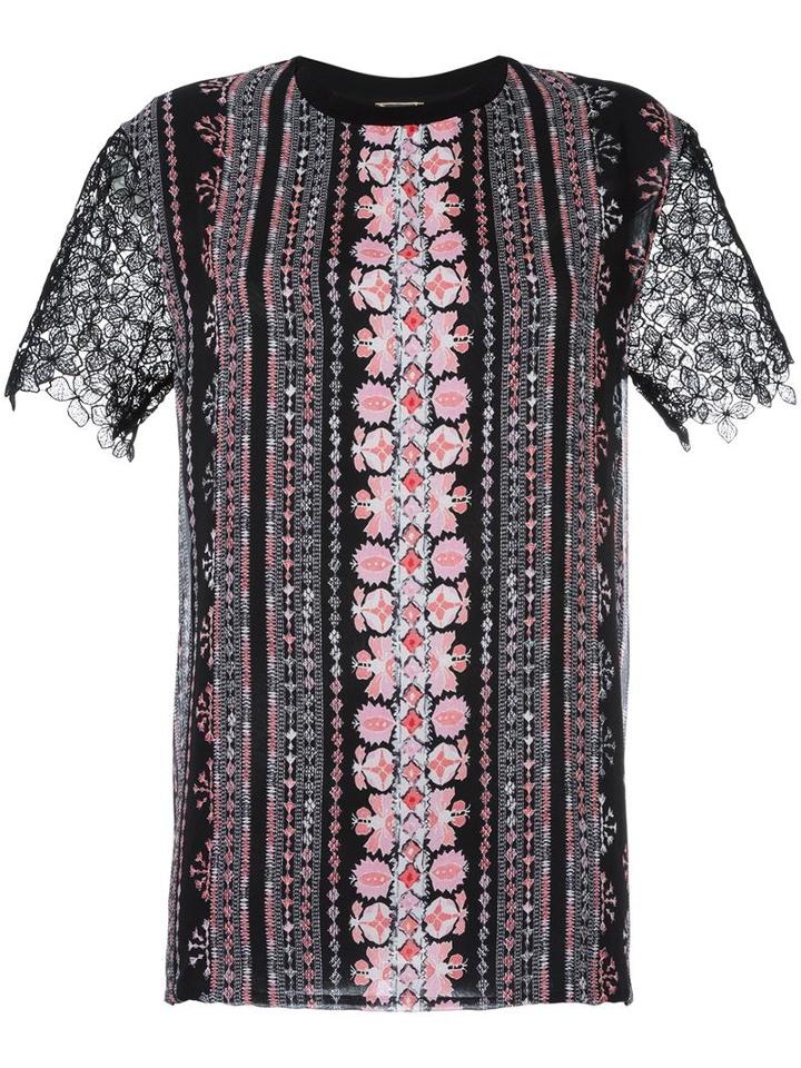 Giambattista Valli Lace Shortsleeved Bloouse, Women's, Size: 48, Black, Silk/polyester/cotton