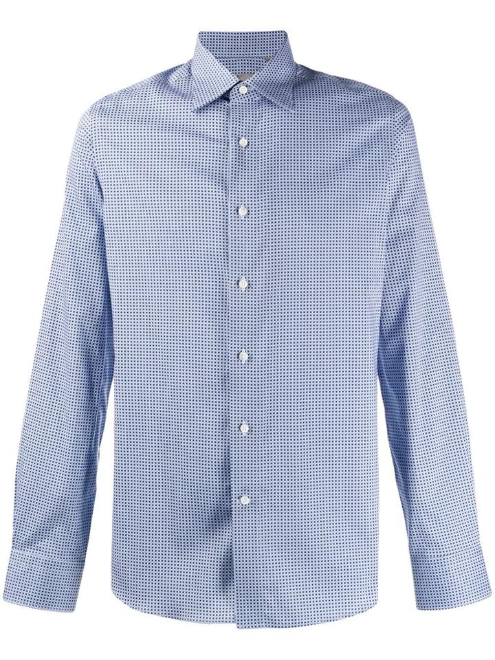 Canali Long Sleeved Printed Shirt - White