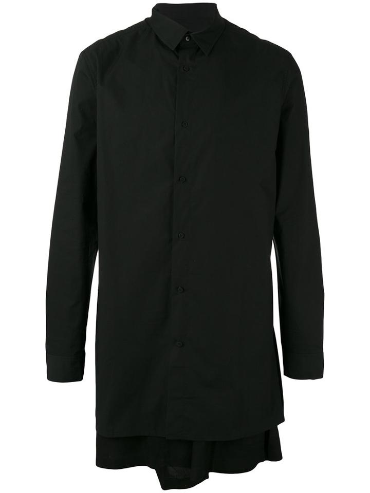 D.gnak Long Layered Shirt, Men's, Size: 46, Black, Cotton