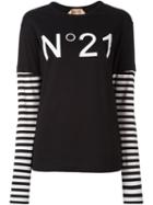 No21 Striped Sleeve T-shirt