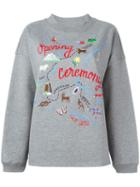 Opening Ceremony Map Embroidery Sweatshirt, Women's, Size: Small, Grey, Cotton