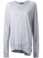Bassike Raglan Sleeve Striped Sweatshirt, Women's, Size: S, Grey, Organic Cotton