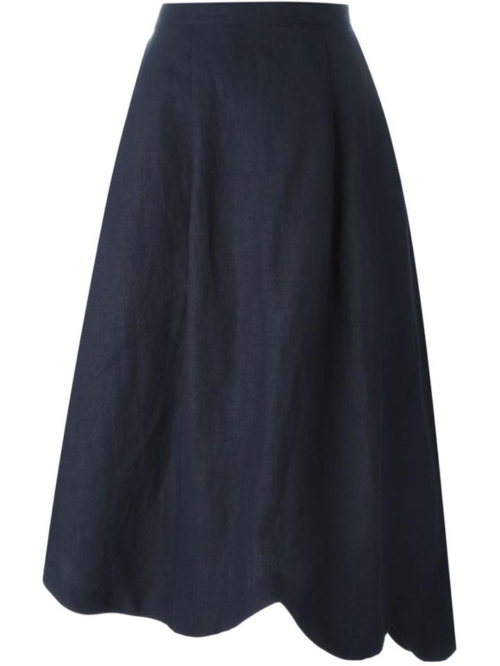 Société Anonyme Asymmetric Midi Skirt, Women's, Size: 42, Blue, Linen/flax